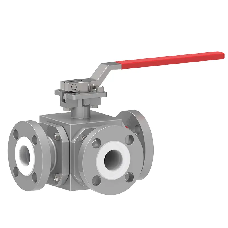 PTFE lemoval trojcestný míčový ventil‌‌